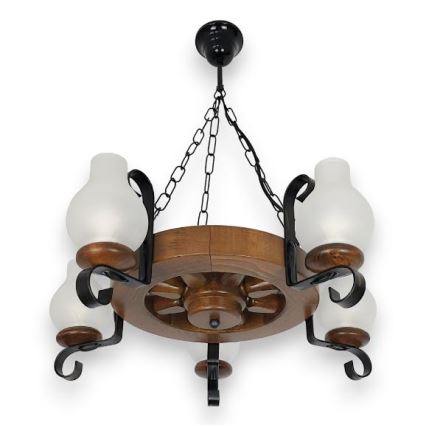 Brilagi - Lestenec na verigi ROATA 5xE14/40W/230V bukev/oreh