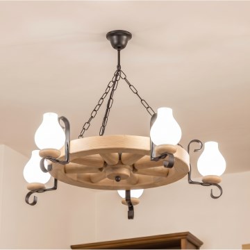 Brilagi - Lestenec na verigi ROATA 5xE14/40W/230V hrast