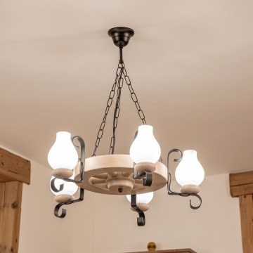 Brilagi - Lestenec na verigi ROATA 5xE14/40W/230V hrast