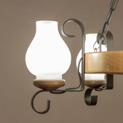 Brilagi - Lestenec na verigi ROATA 5xE14/40W/230V, premer 50 cm, bukev/oreh