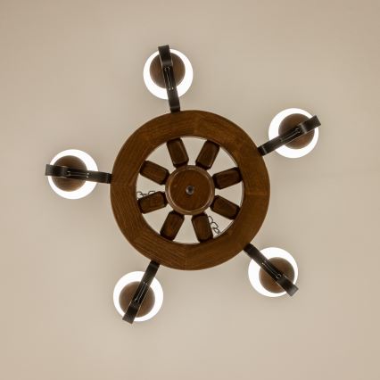 Brilagi - Lestenec na verigi ROATA 5xE14/40W/230V, premer 50 cm, bukev/oreh