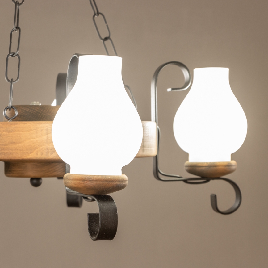 Brilagi - Lestenec na verigi ROATA 5xE14/40W/230V premer 50 cm bukov