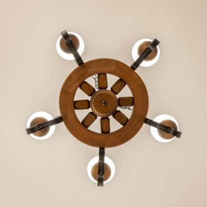 Brilagi - Lestenec na verigi ROATA 5xE14/40W/230V premer 50 cm bukov