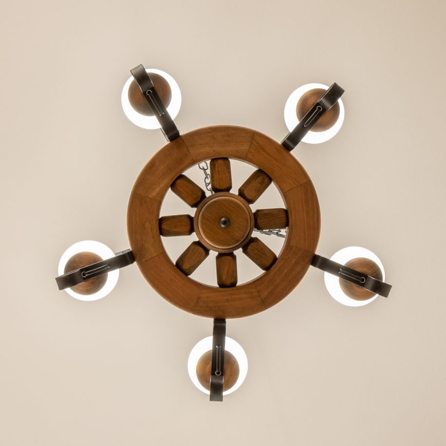 Brilagi - Lestenec na verigi ROATA 5xE14/40W/230V premer 50 cm bukov