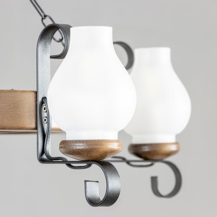 Brilagi - Lestenec na verigi ROATA 5xE14/40W/230V, premer 70 cm, bukev/oreh