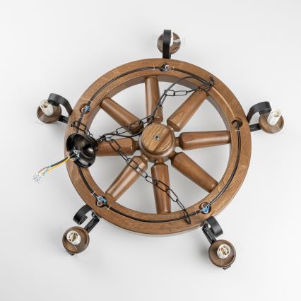 Brilagi - Lestenec na verigi ROATA 5xE14/40W/230V, premer 70 cm, bukev/oreh