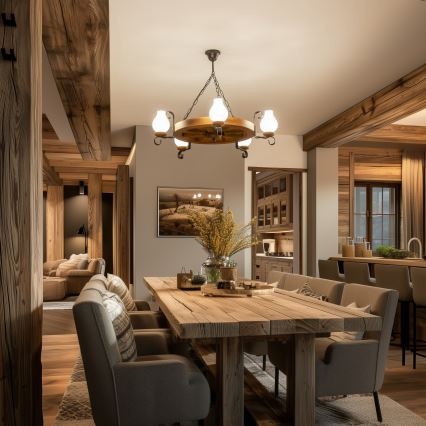 Brilagi - Lestenec na verigi ROATA 5xE14/40W/230V Ø 70 cm iz bukovega lesa