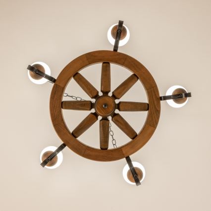 Brilagi - Lestenec na verigi ROATA 5xE14/40W/230V Ø 70 cm iz bukovega lesa