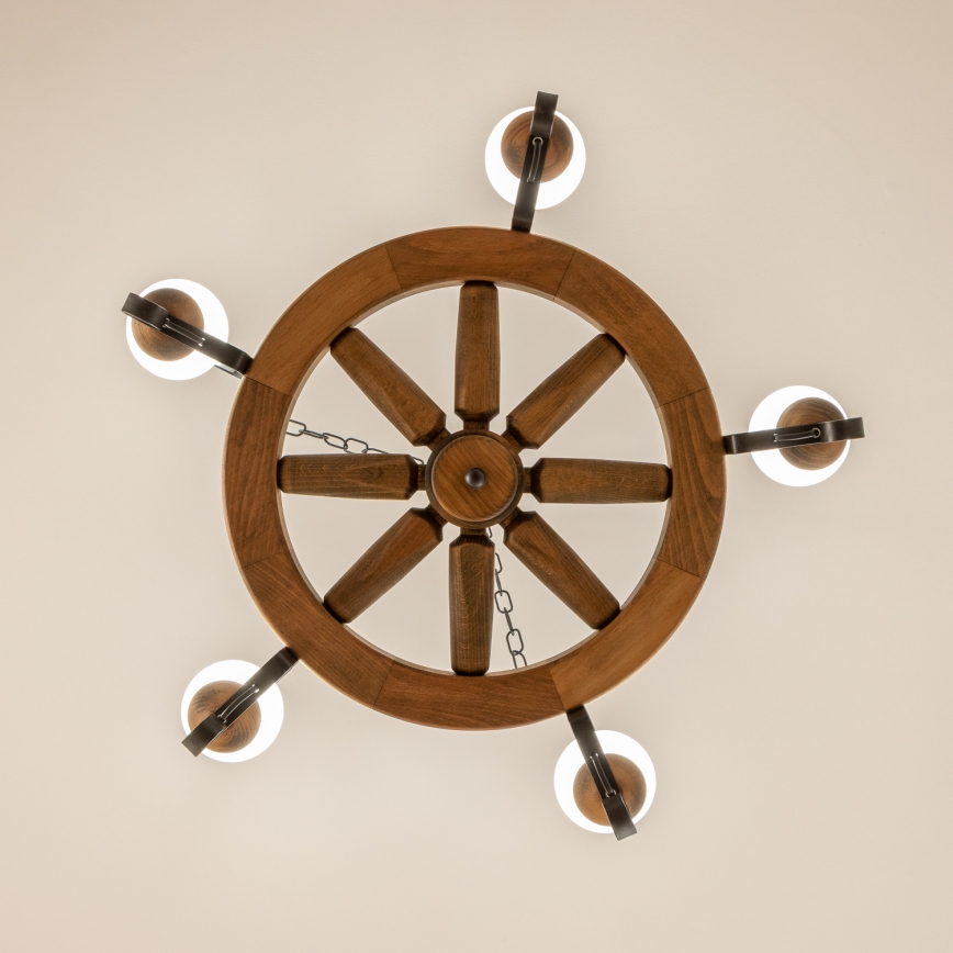 Brilagi - Lestenec na verigi ROATA 5xE14/40W/230V Ø 70 cm iz bukovega lesa