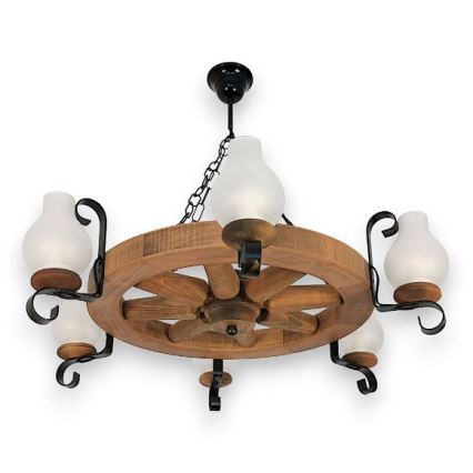 Brilagi - Lestenec na verigi ROATA 6xE14/40W/230V bukev