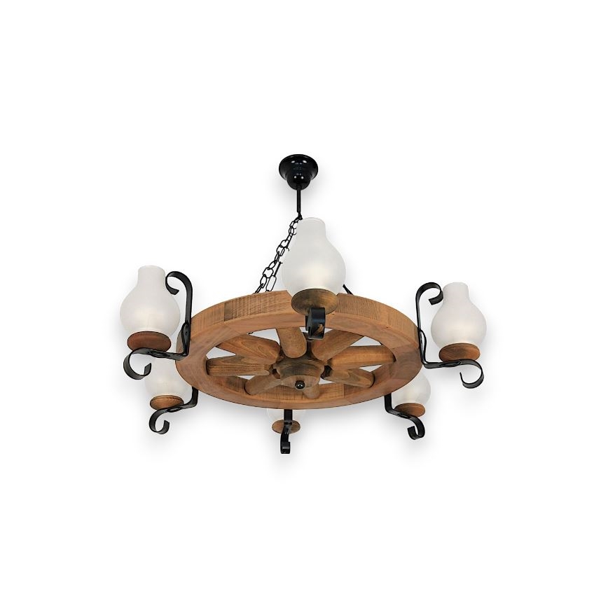 Brilagi - Lestenec na verigi ROATA 6xE14/40W/230V bukev