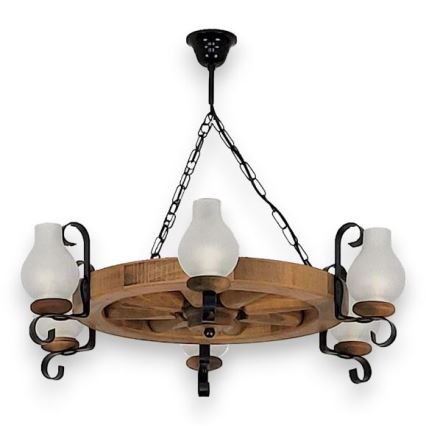 Brilagi - Lestenec na verigi ROATA 6xE14/40W/230V bukev