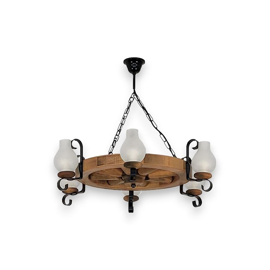 Brilagi - Lestenec na verigi ROATA 6xE14/40W/230V bukev