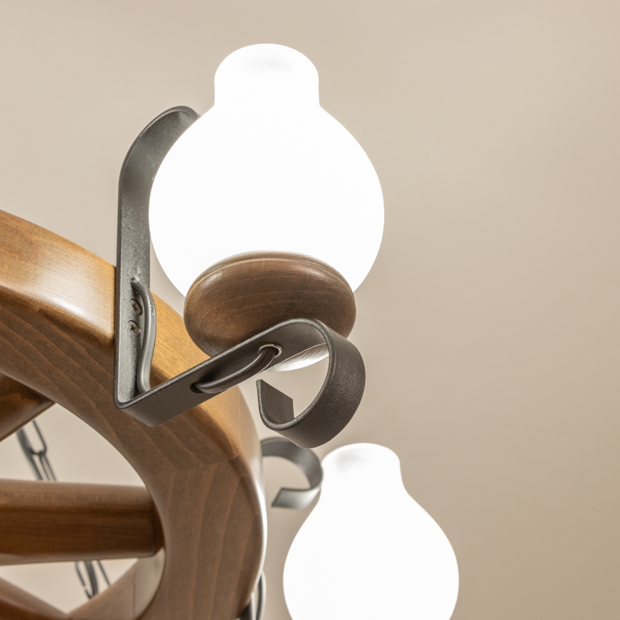 Brilagi - Lestenec na verigi ROATA, 6xE14/40W/230V, premer 70 cm, buk/oreh