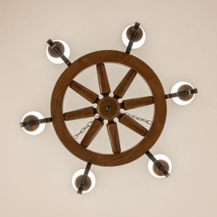 Brilagi - Lestenec na verigi ROATA, 6xE14/40W/230V, premer 70 cm, buk/oreh