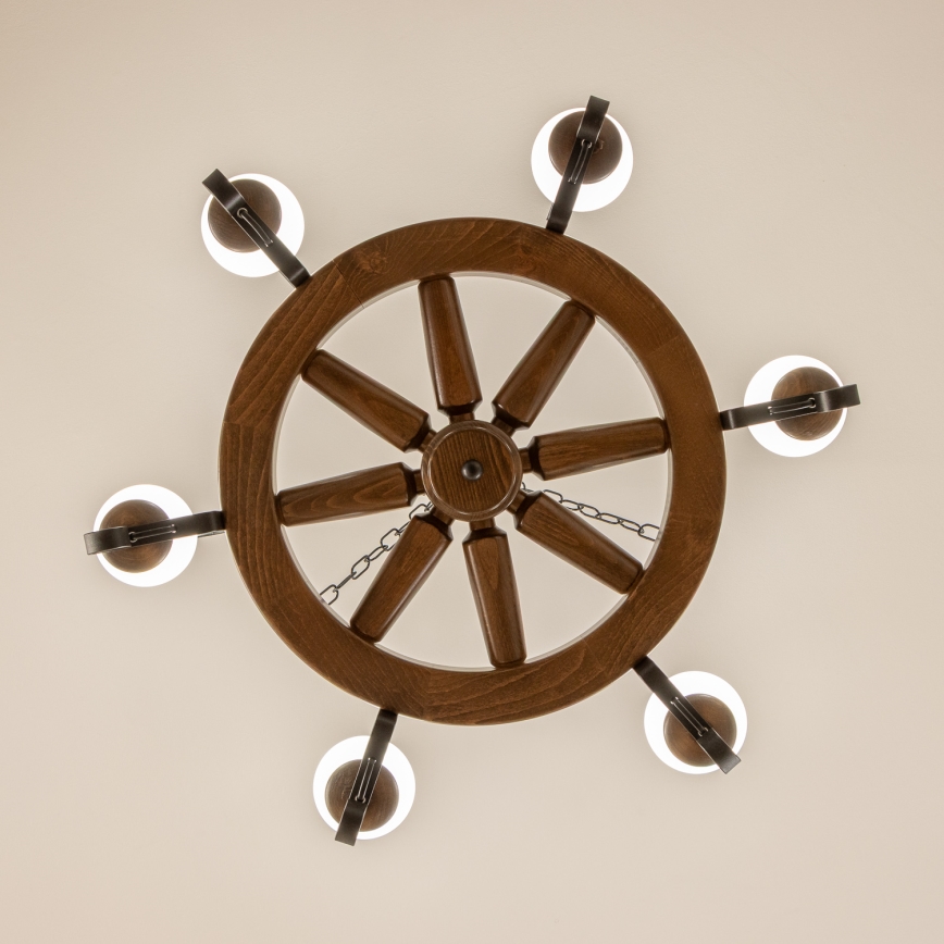 Brilagi - Lestenec na verigi ROATA, 6xE14/40W/230V, premer 70 cm, buk/oreh