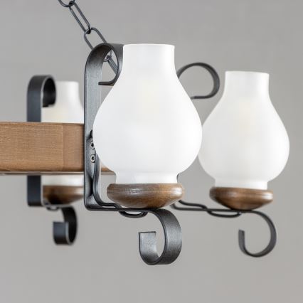 Brilagi - Lestenec na verigi ROATA, 6xE14/40W/230V, premer 70 cm, buk/oreh