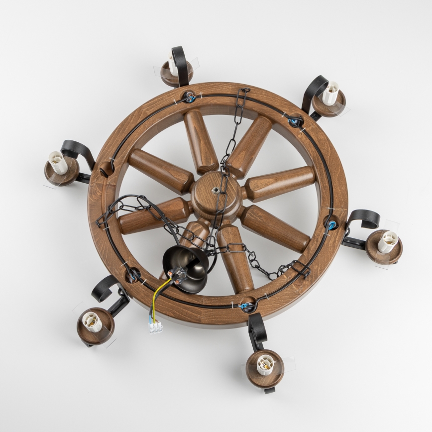 Brilagi - Lestenec na verigi ROATA, 6xE14/40W/230V, premer 70 cm, buk/oreh