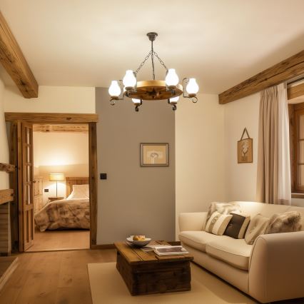 Brilagi - Lestenec na verigi ROATA 6xE14/40W/230V premer 70 cm iz bukve