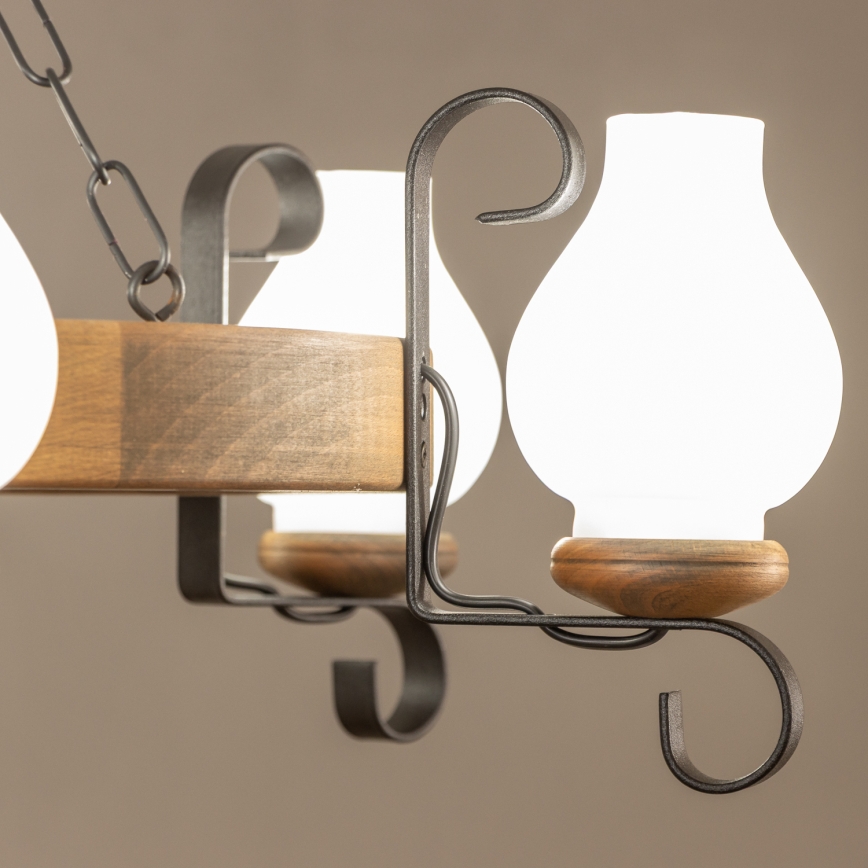 Brilagi - Lestenec na verigi ROATA 6xE14/40W/230V premer 70 cm iz bukve