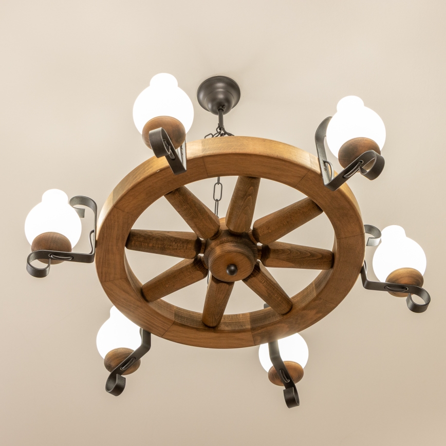 Brilagi - Lestenec na verigi ROATA 6xE14/40W/230V premer 70 cm iz bukve