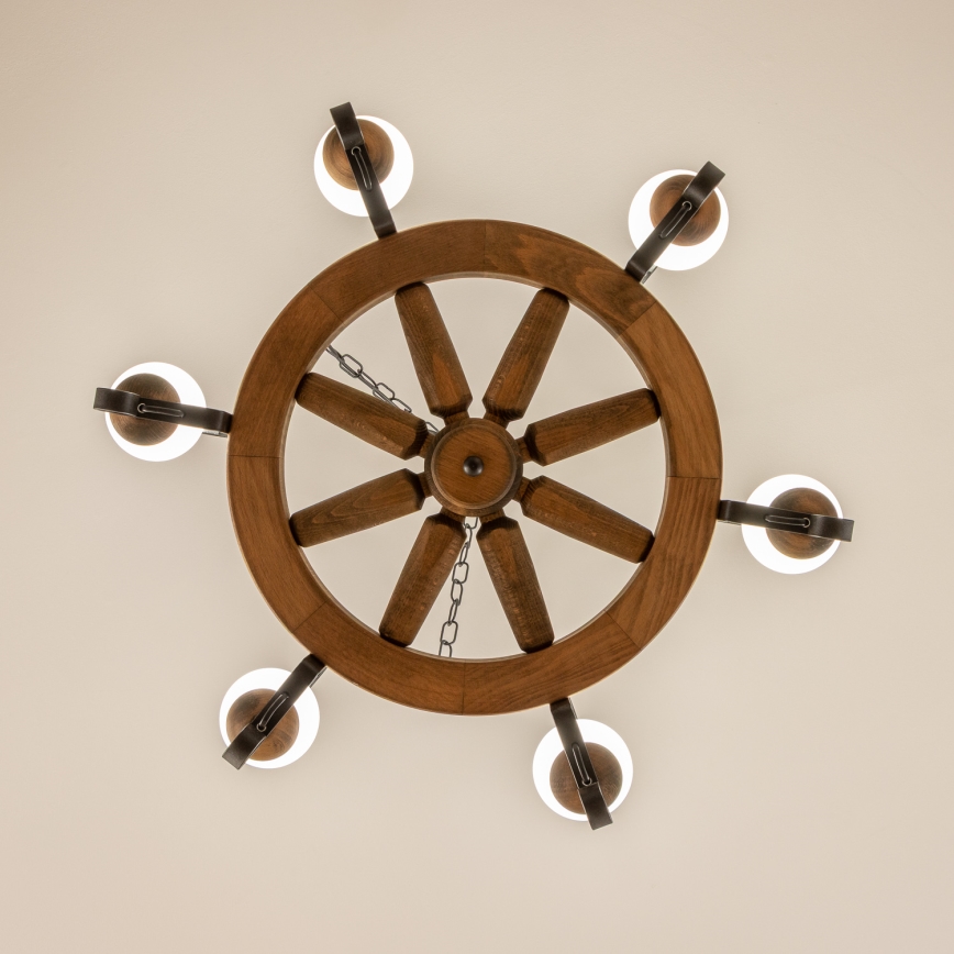 Brilagi - Lestenec na verigi ROATA 6xE14/40W/230V premer 70 cm iz bukve