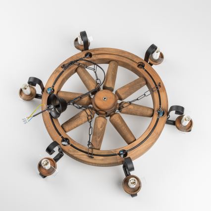 Brilagi - Lestenec na verigi ROATA 6xE14/40W/230V premer 70 cm iz bukve