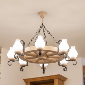 Brilagi - Lestenec na verigi ROATA 8xE14/40W/230V hrast