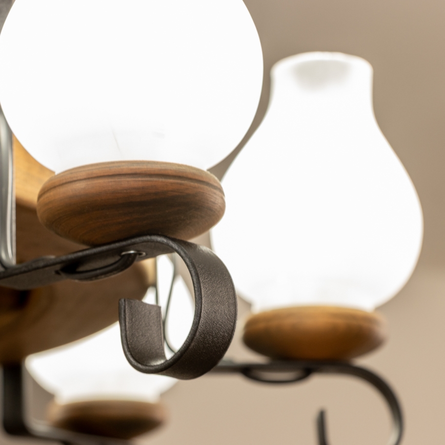 Brilagi - Lestenec na verigi ROATA 8xE14/40W/230V premer 70 cm iz bukve