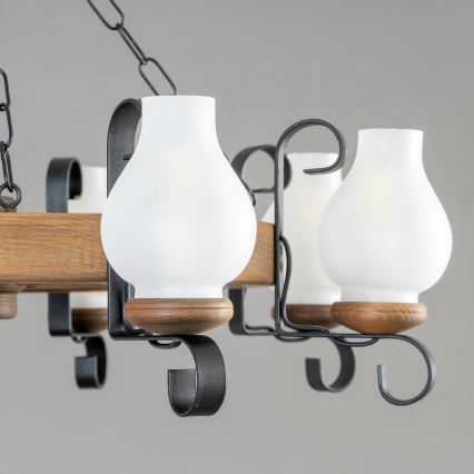 Brilagi - Lestenec na verigi ROATA 8xE14/40W/230V premer 70 cm iz bukve