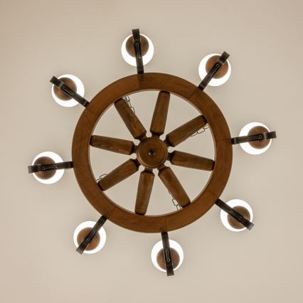 Brilagi - Lestenec na verigi ROATA 8xE14/40W/230V premer 70 cm iz bukve