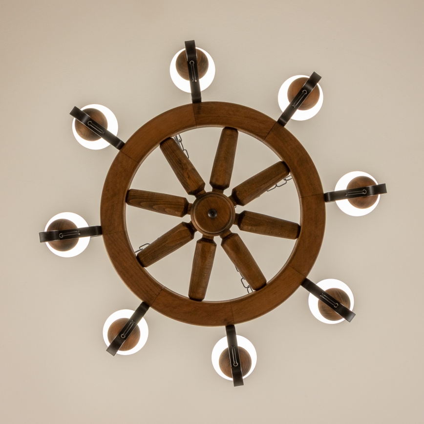 Brilagi - Lestenec na verigi ROATA 8xE14/40W/230V premer 70 cm iz bukve