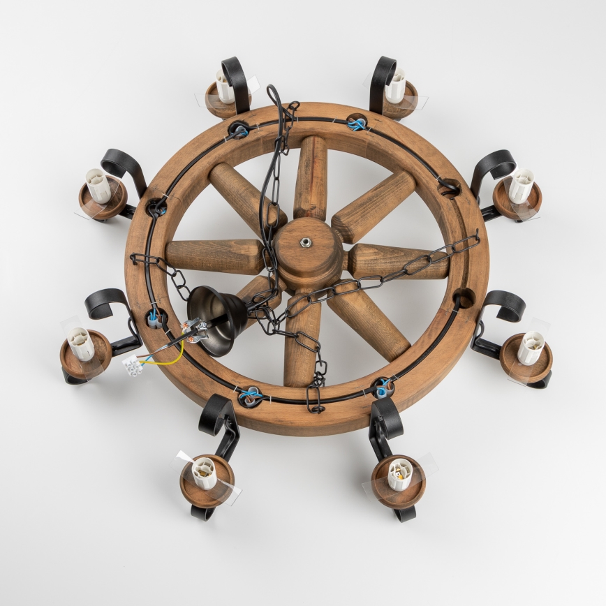 Brilagi - Lestenec na verigi ROATA 8xE14/40W/230V premer 70 cm iz bukve