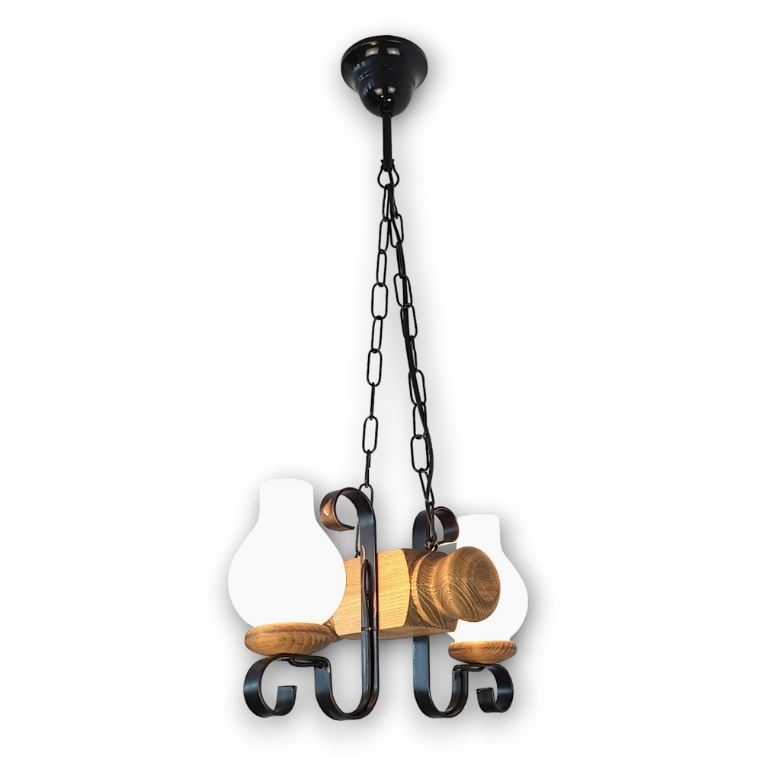 Brilagi - Lestenec na verigi RUSTIC 2xE14/40W/230V bukev