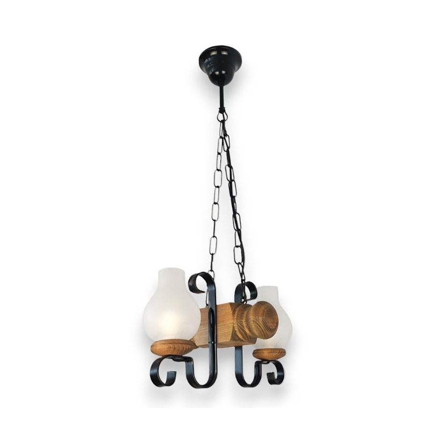 Brilagi - Lestenec na verigi RUSTIC 2xE14/40W/230V bukev