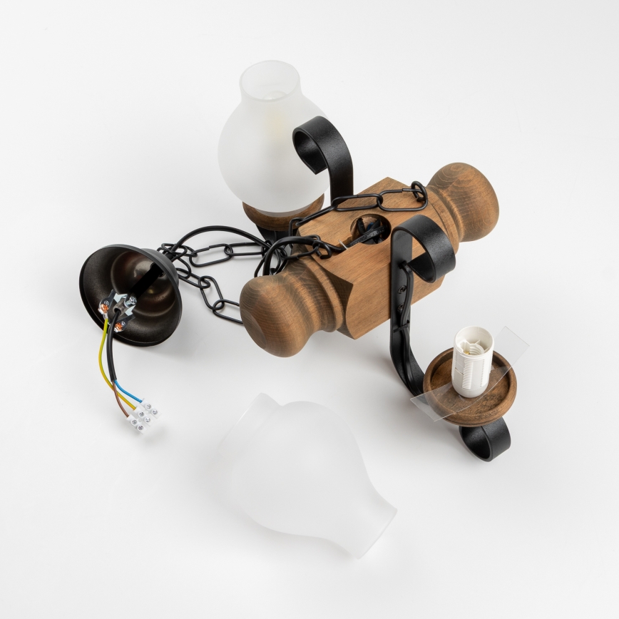 Brilagi - Lestenec na verigi RUSTIC 2xE14/40W/230V bukev