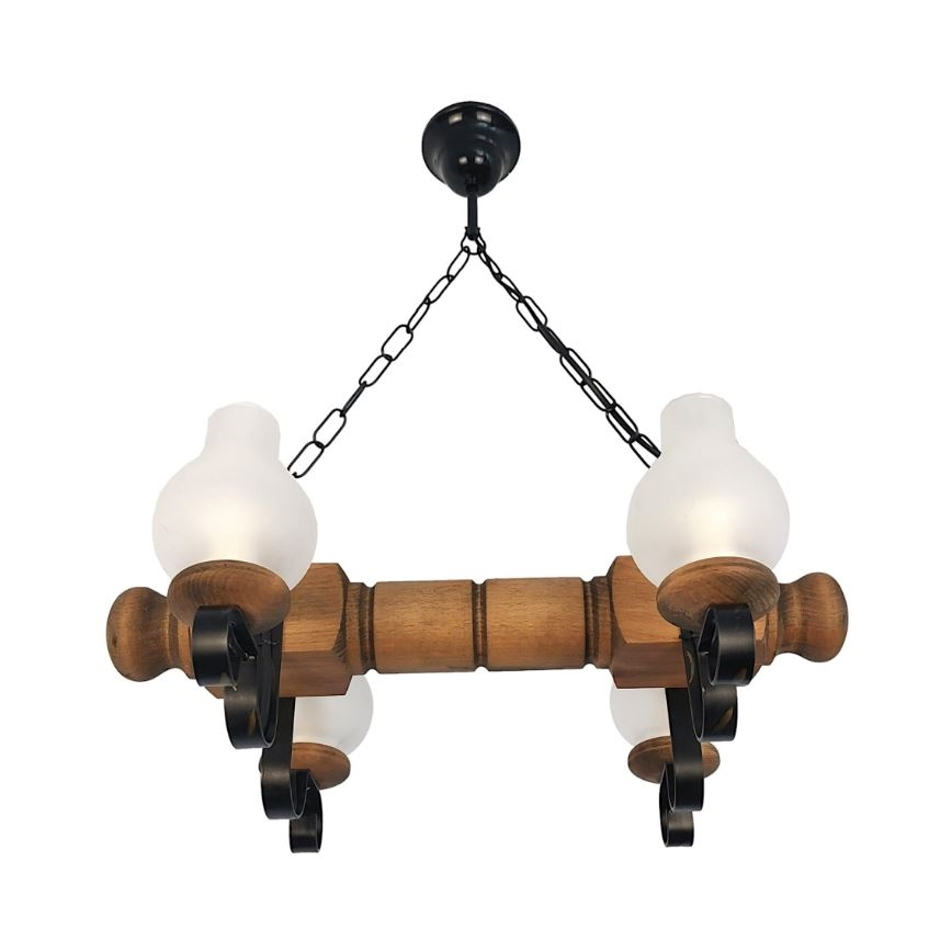 Brilagi - Lestenec na verigi RUSTIC 4xE14/40W/230V bukev