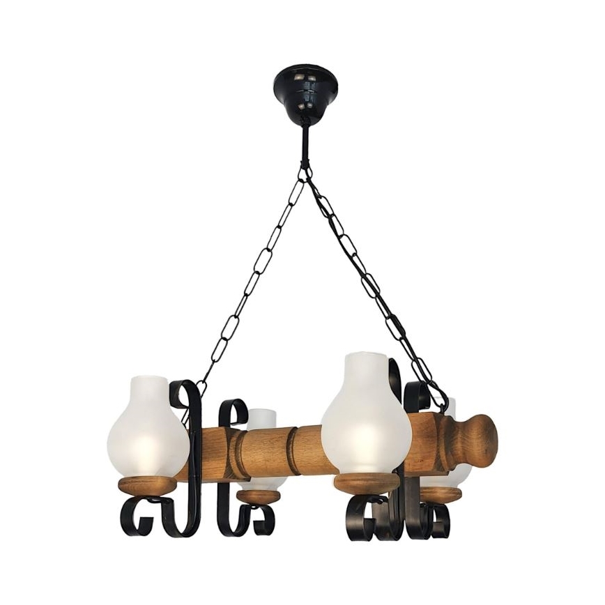 Brilagi - Lestenec na verigi RUSTIC 4xE14/40W/230V bukev