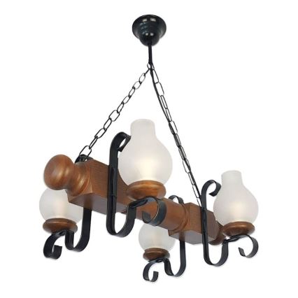 Brilagi - Lestenec na verigi RUSTIC 4xE14/40W/230V bukev/oreh