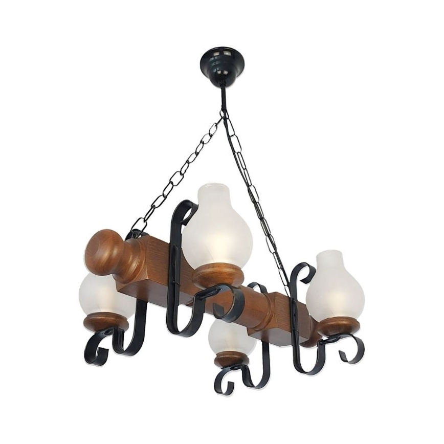 Brilagi - Lestenec na verigi RUSTIC 4xE14/40W/230V bukev/oreh