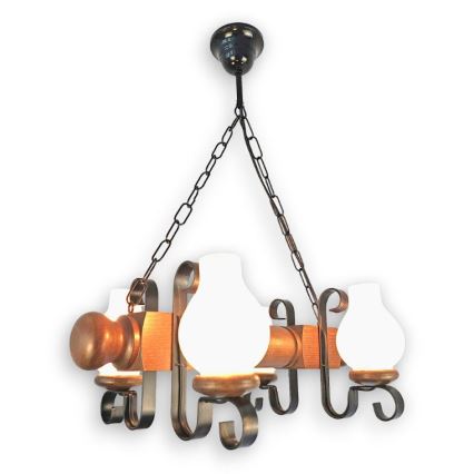Brilagi - Lestenec na verigi RUSTIC 4xE14/40W/230V bukev/oreh