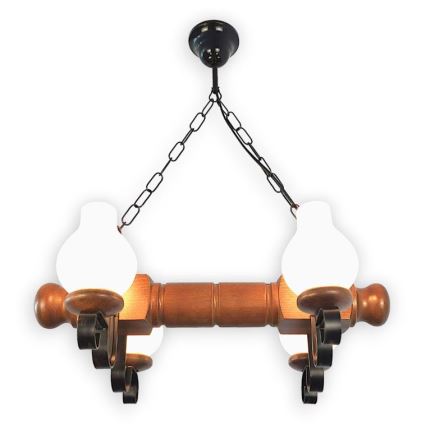 Brilagi - Lestenec na verigi RUSTIC 4xE14/40W/230V bukev/oreh