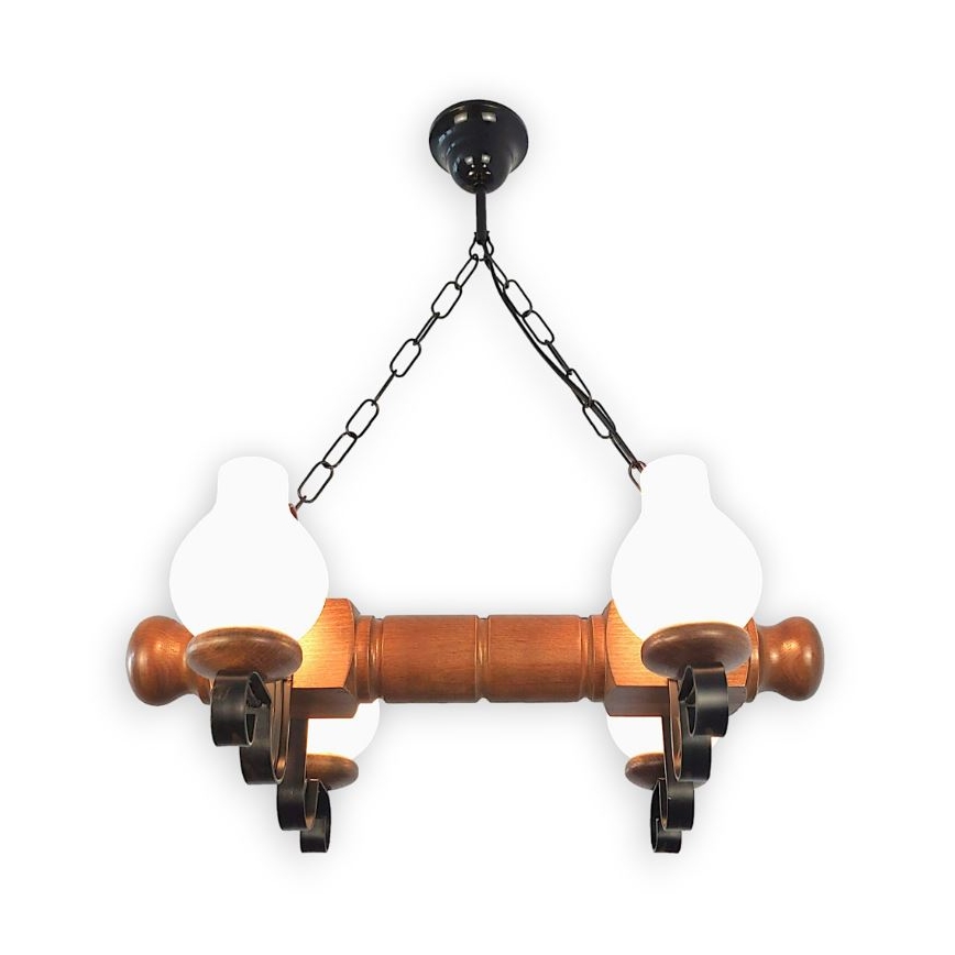 Brilagi - Lestenec na verigi RUSTIC 4xE14/40W/230V bukev/oreh