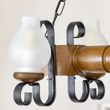 Brilagi - Lestenec na verigi RUSTIC 4xE14/40W/230V bukev/oreh