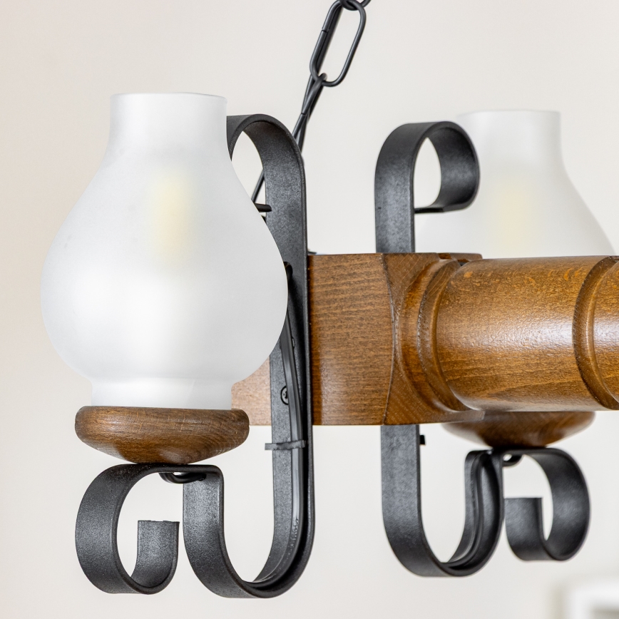 Brilagi - Lestenec na verigi RUSTIC 4xE14/40W/230V bukev/oreh