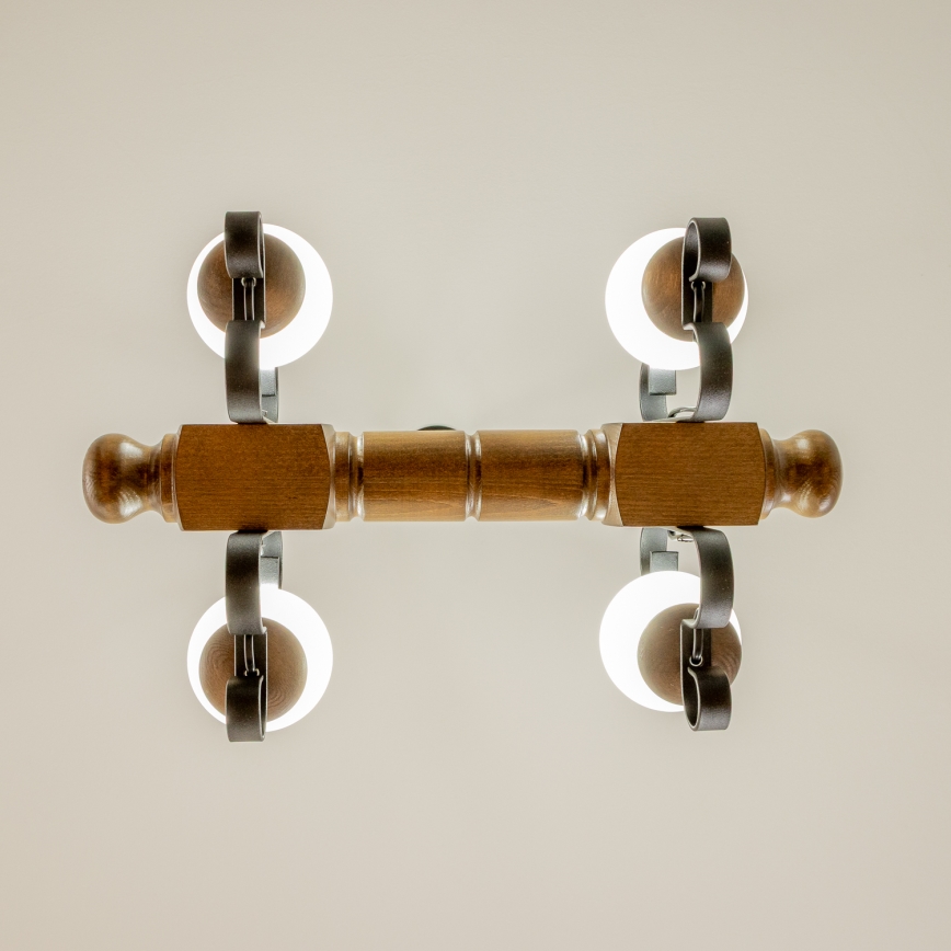 Brilagi - Lestenec na verigi RUSTIC 4xE14/40W/230V bukev/oreh