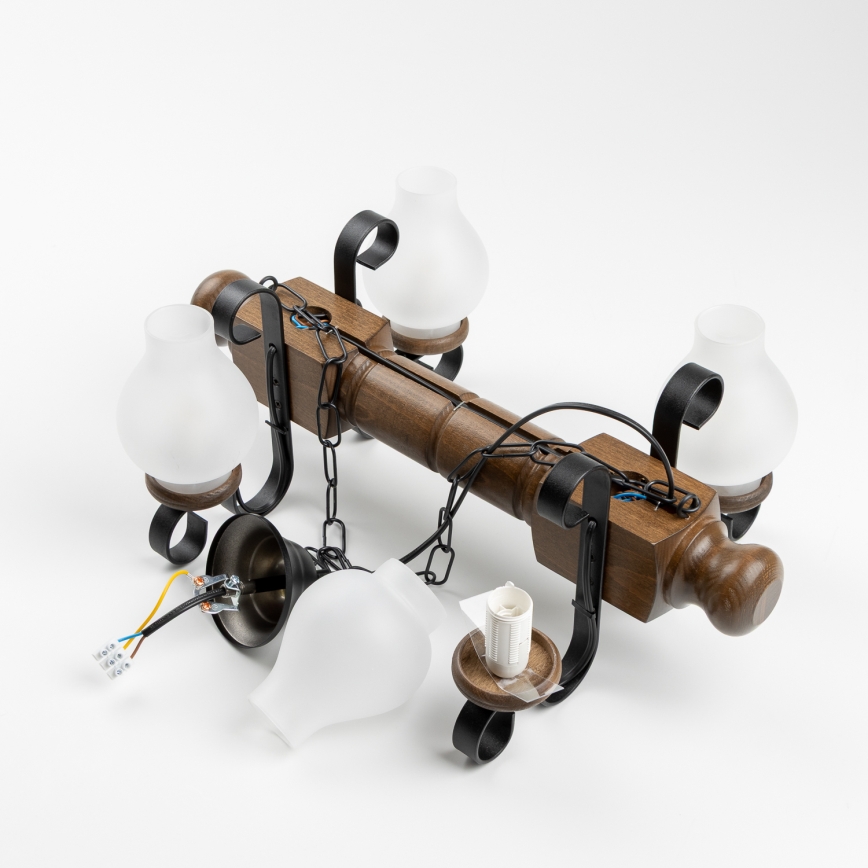 Brilagi - Lestenec na verigi RUSTIC 4xE14/40W/230V bukev/oreh