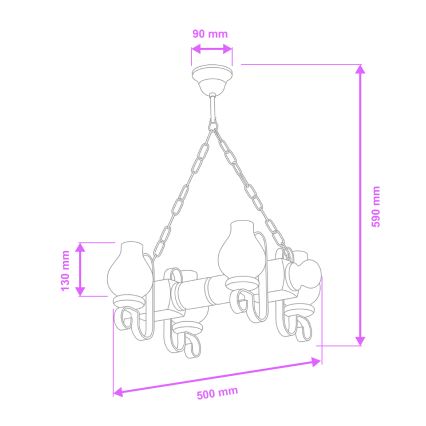 Brilagi - Lestenec na verigi RUSTIC 4xE14/40W/230V bukev/oreh