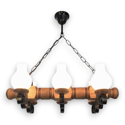 Brilagi - Lestenec na verigi RUSTIC 6xE14/40W/230V bukev