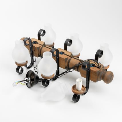 Brilagi - Lestenec na verigi RUSTIC 6xE14/40W/230V bukev